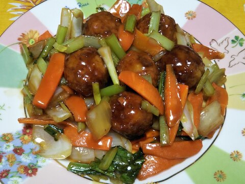 冷凍食品の肉団子と野菜の甘酢炒め☆